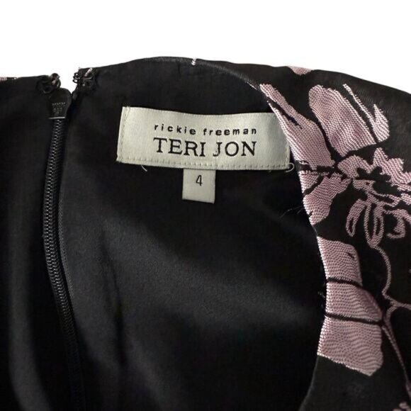 RICKIE FREEMAN For Teri Jon Jacquard Floral A-Line Dress Sz 4 - Picture 5 of 5